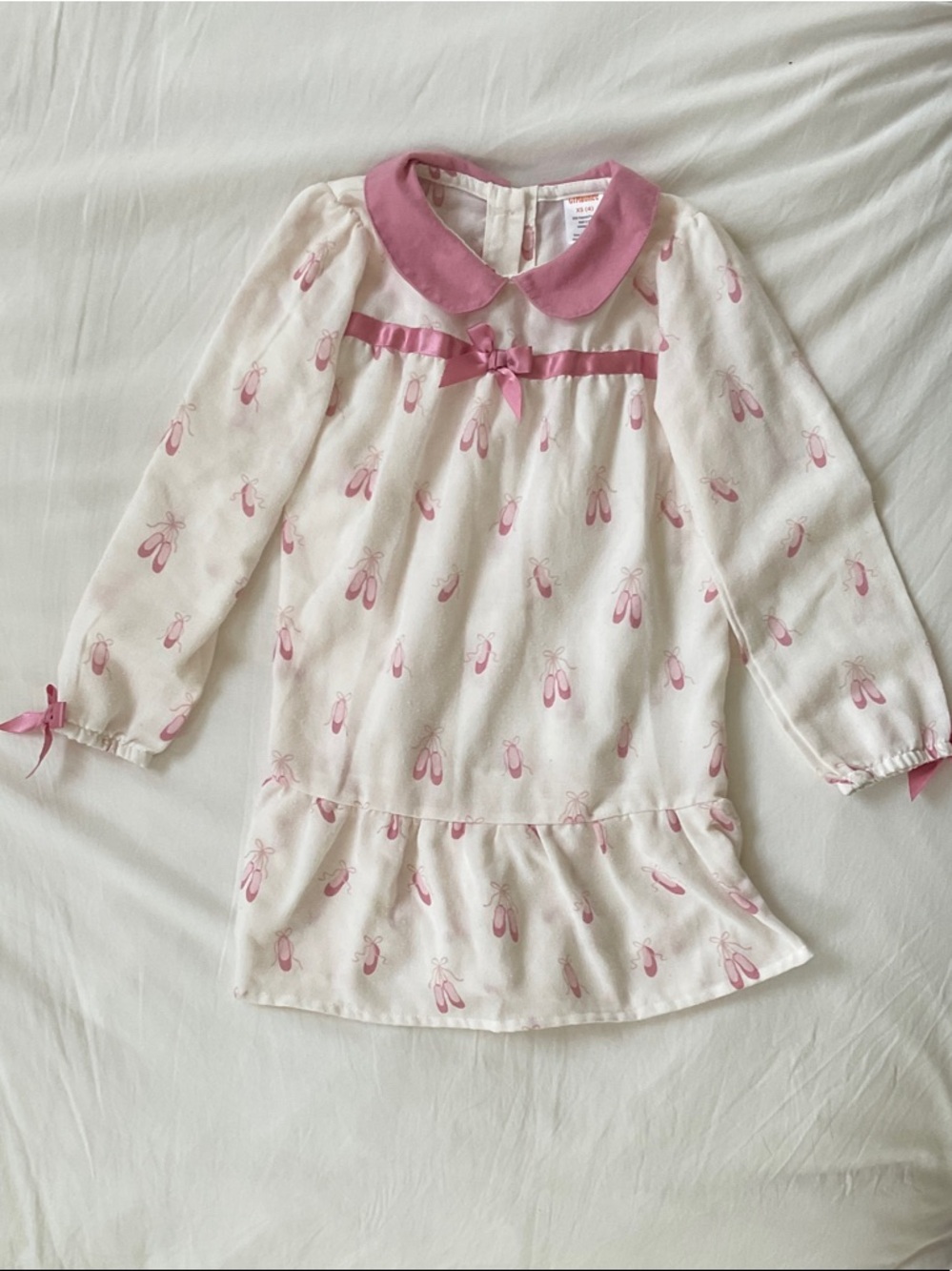 Gymboree White Nightgown with Pink Ballet Slipper Print